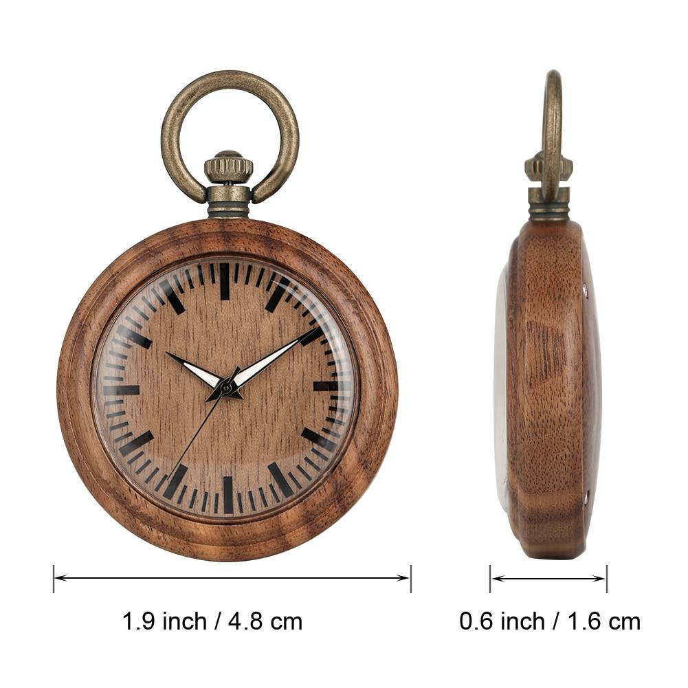 All Wood Pocket Watch with Bronze Chain-Pocket Watch-Innovato Design-Brown-Innovato Design