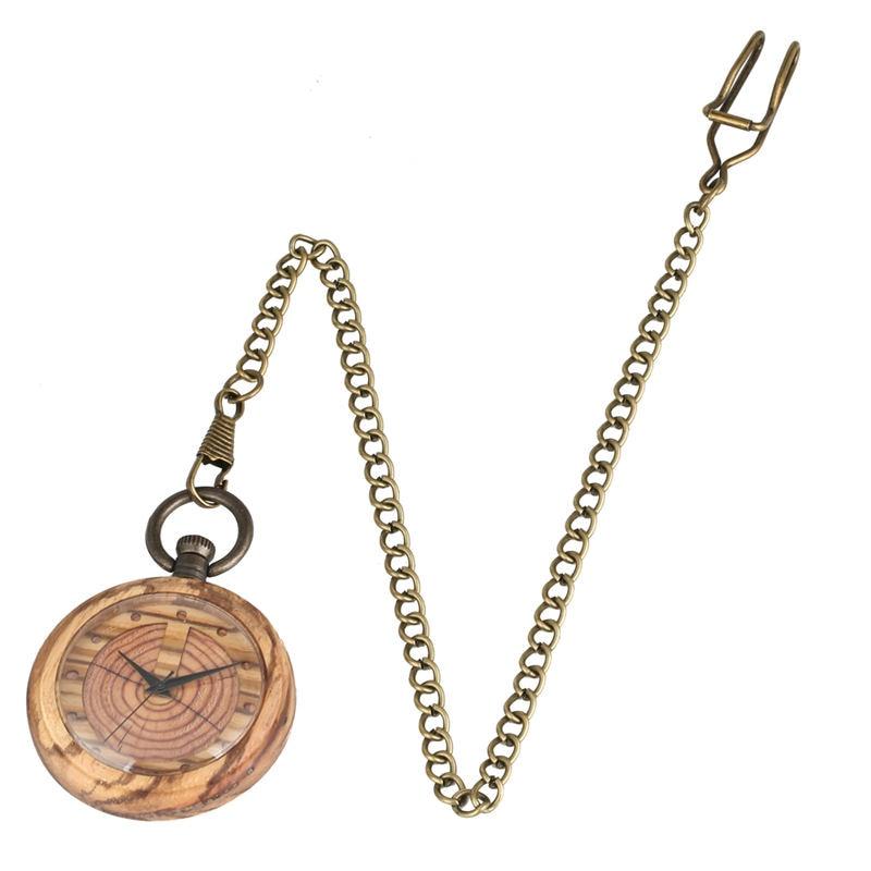 Gold Pocket Watch in Mahogany Wood Body-Pocket Watch-Innovato Design-Innovato Design
