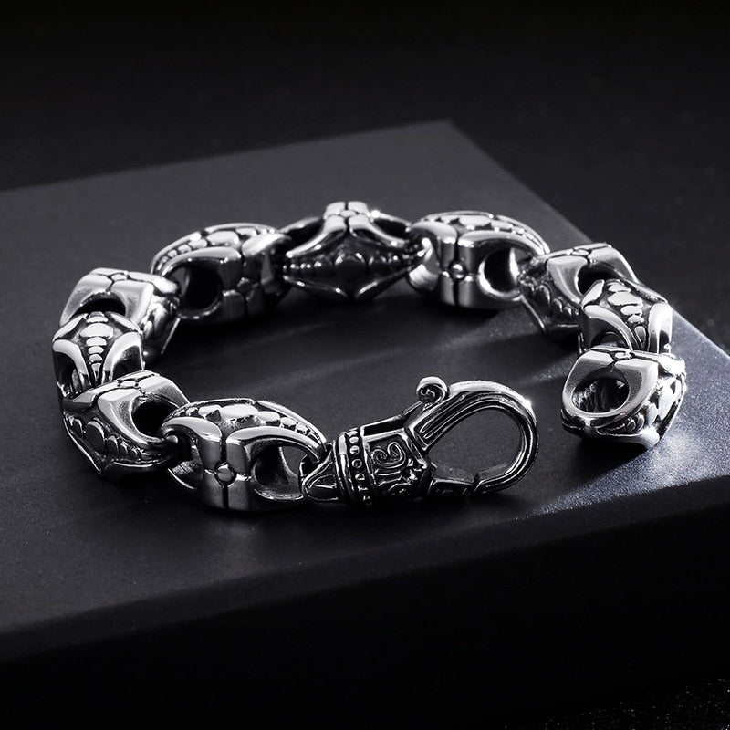 Cross Charm Stainless Steel Chunky Punk Bracelet-Bracelets-Innovato Design-Alfa-7.48in-Innovato Design
