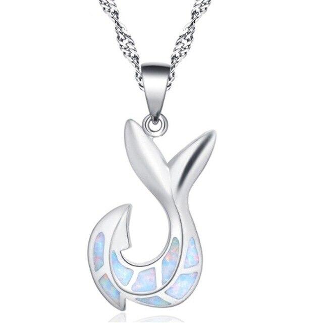 Silver Fish Hook Tail Pendant Chain Necklace-Necklaces-Innovato Design-White-Innovato Design