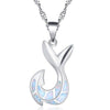Silver Fish Hook Tail Pendant Chain Necklace