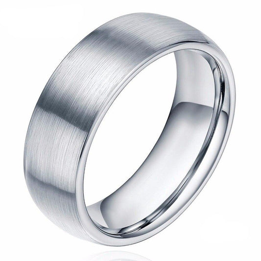 8mm Brushed Domed with High Polished Inner Band Titanium Fashion Wedding Band-Rings-Innovato Design-7-Innovato Design