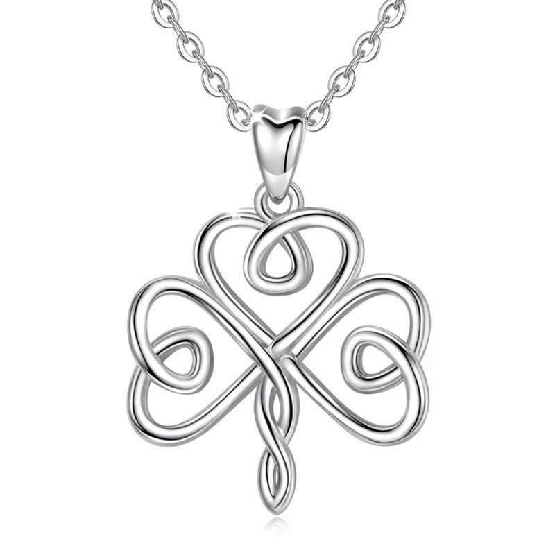 Shamrock 925 Sterling Silver Celtic Clover Charm Pendant Necklace-Necklaces-Innovato Design-20 inch-Innovato Design