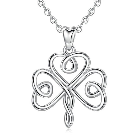 Shamrock 925 Sterling Silver Celtic Clover Charm Pendant Necklace-Necklaces-Innovato Design-20 inch-Innovato Design