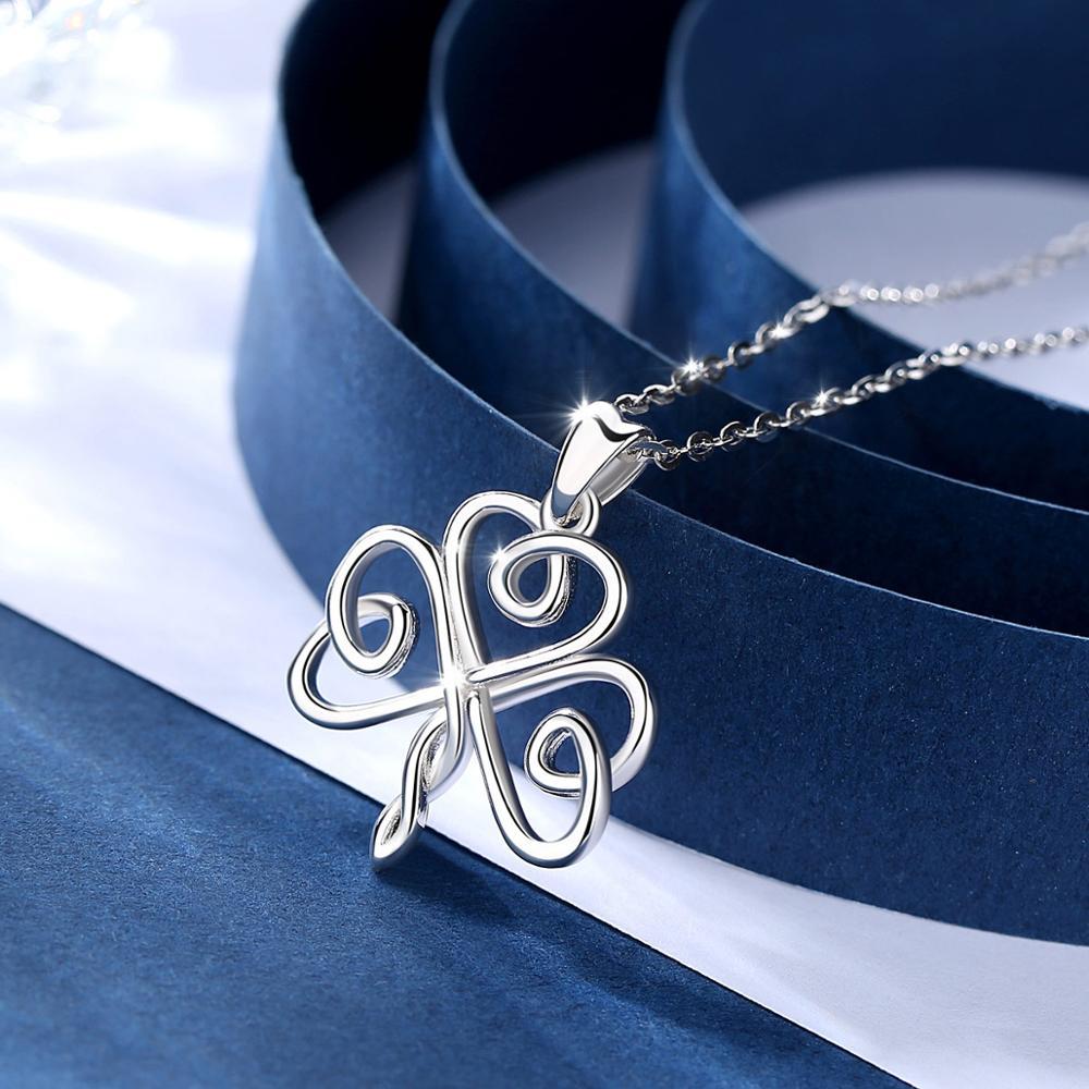 Shamrock 925 Sterling Silver Celtic Clover Charm Pendant Necklace-Necklaces-Innovato Design-20 inch-Innovato Design