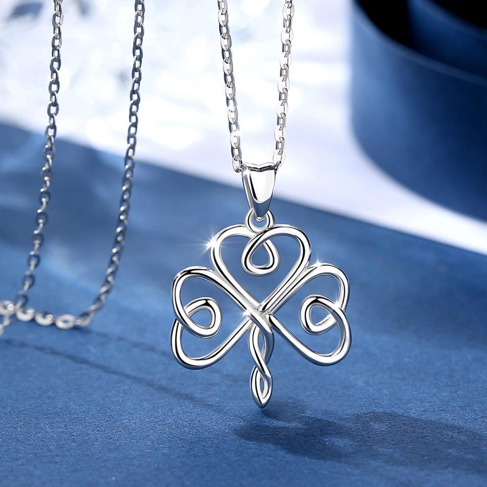 Shamrock 925 Sterling Silver Celtic Clover Charm Pendant Necklace-Necklaces-Innovato Design-20 inch-Innovato Design