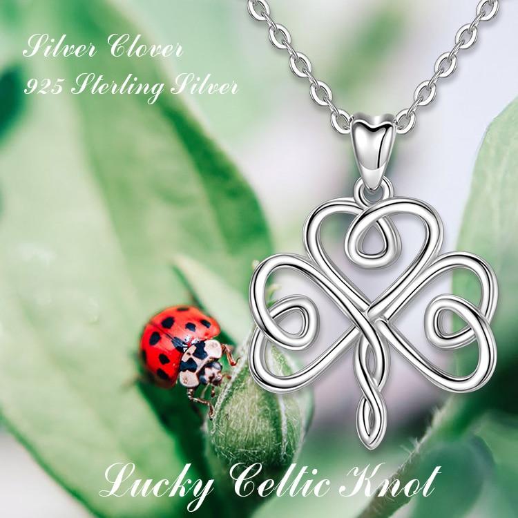 Shamrock 925 Sterling Silver Celtic Clover Charm Pendant Necklace-Necklaces-Innovato Design-20 inch-Innovato Design