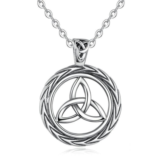 Celtic Trinity Knot / Triquetra Round 925 Sterling Silver Pendant Necklace-Necklaces-Innovato Design-20 inch-Innovato Design