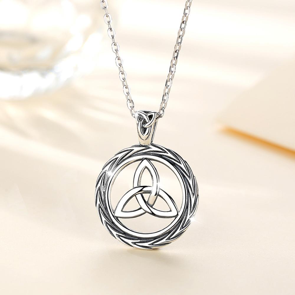 Celtic Trinity Knot / Triquetra Round 925 Sterling Silver Pendant Necklace-Necklaces-Innovato Design-20 inch-Innovato Design