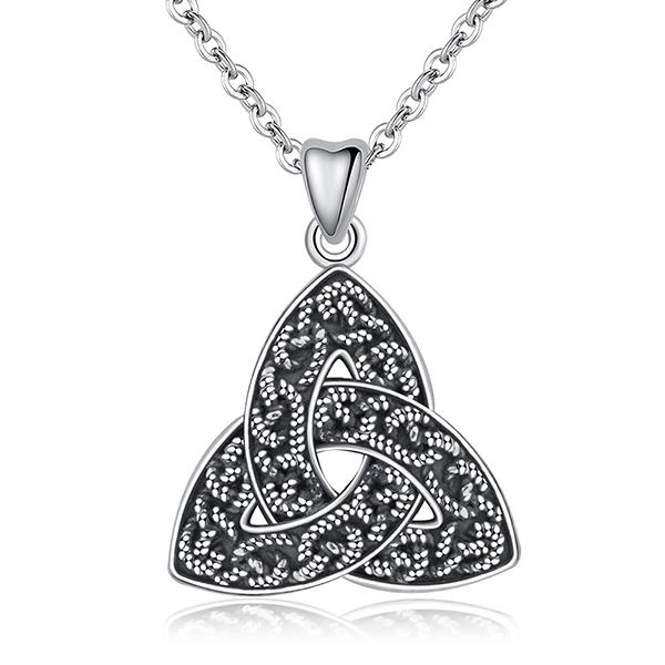 Black & Silver Trinity Celtic Knot Fashion Pendant Necklace-Necklaces-Innovato Design-Innovato Design