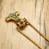 Golden Mjolnir Pendant with 24