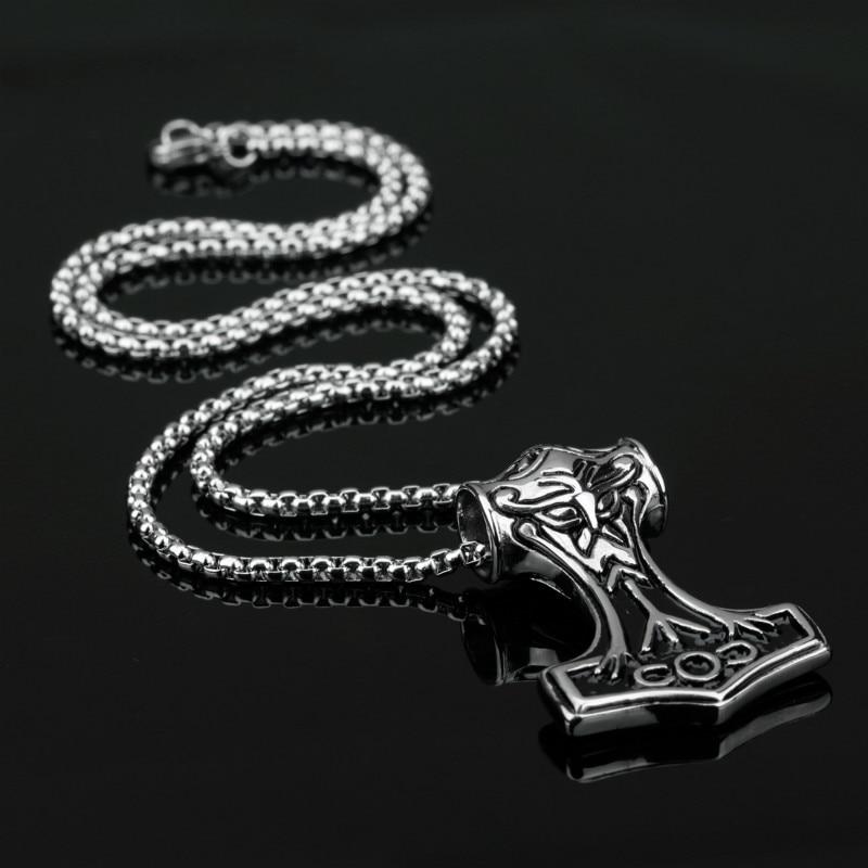 Thor's Hammer Pendant in Silver or Gold with Necklace Chain-Necklaces-Innovato Design-Gold-Innovato Design