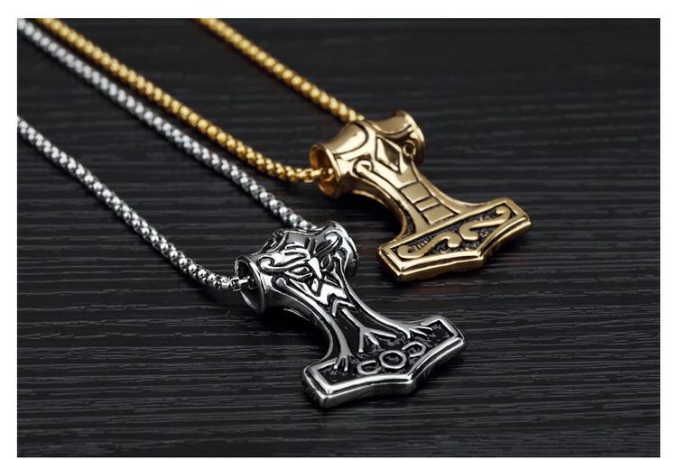 Thor's Hammer Pendant in Silver or Gold with Necklace Chain-Necklaces-Innovato Design-Gold-Innovato Design