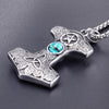 Silver Thor’s Hammer Pendant with Sapphire Cat Eye Necklace - InnovatoDesign