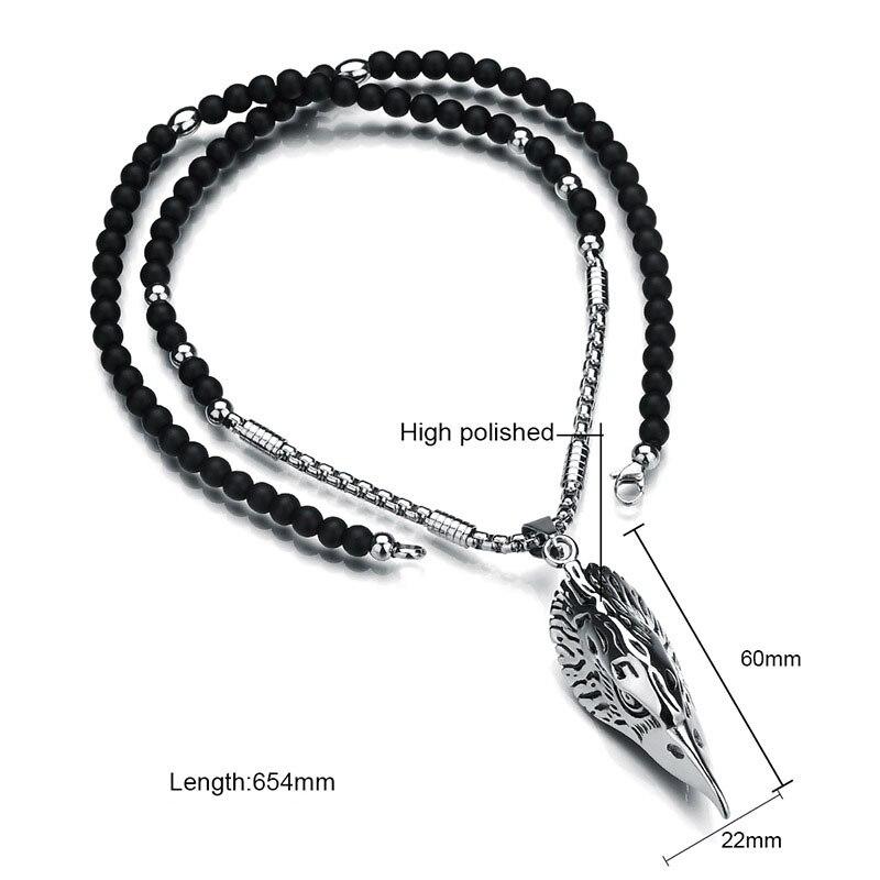 Silver Eagle Head Pendant with Chain and Agate Stone Necklace-Necklaces-Innovato Design-Innovato Design