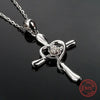 Silver Rose Heart Cross Pendant and Chain Necklace - InnovatoDesign