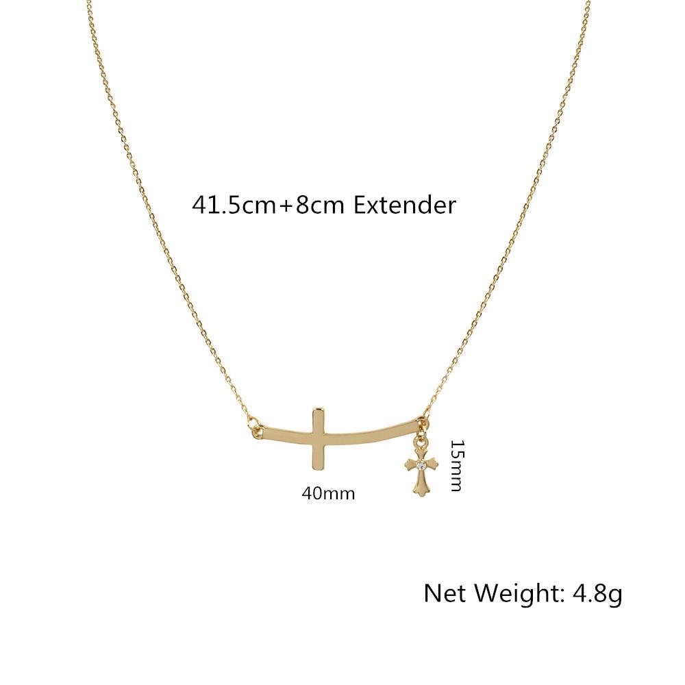 Double Linked 2 Sideways Cross Pendant Necklace-Necklaces-Innovato Design-Innovato Design