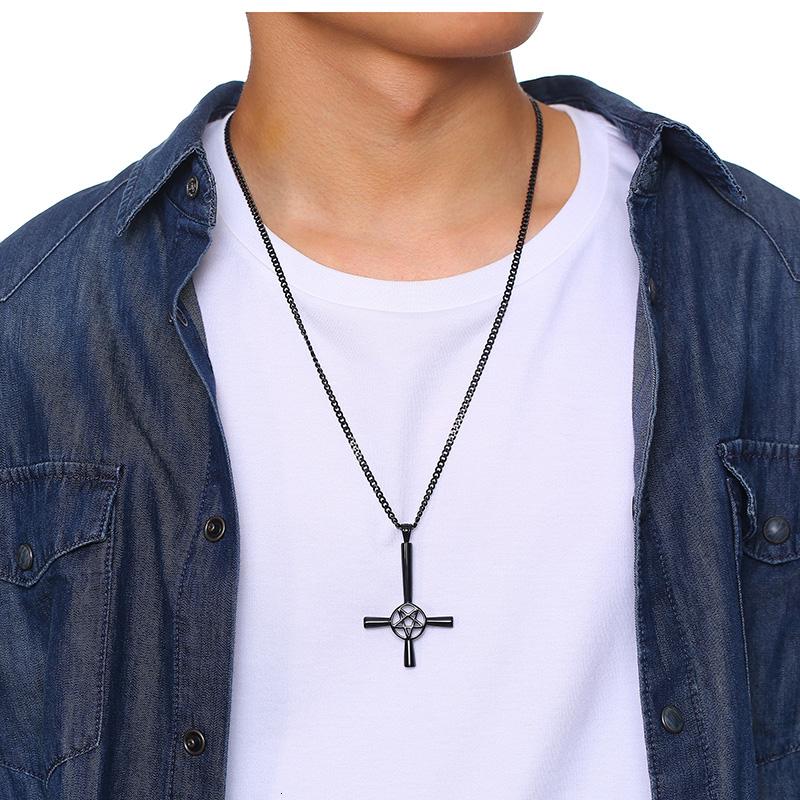 Upside Down / Inverted Pentagram St Peter's Cross Necklace-Necklaces-Innovato Design-Silver-Innovato Design