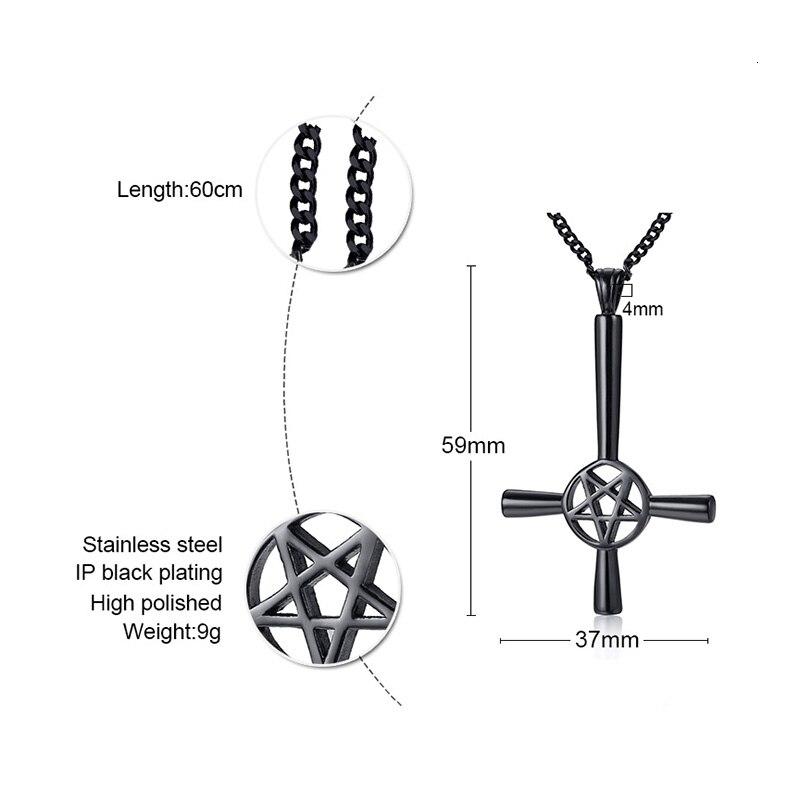 Upside Down / Inverted Pentagram St Peter's Cross Necklace-Necklaces-Innovato Design-Silver-Innovato Design