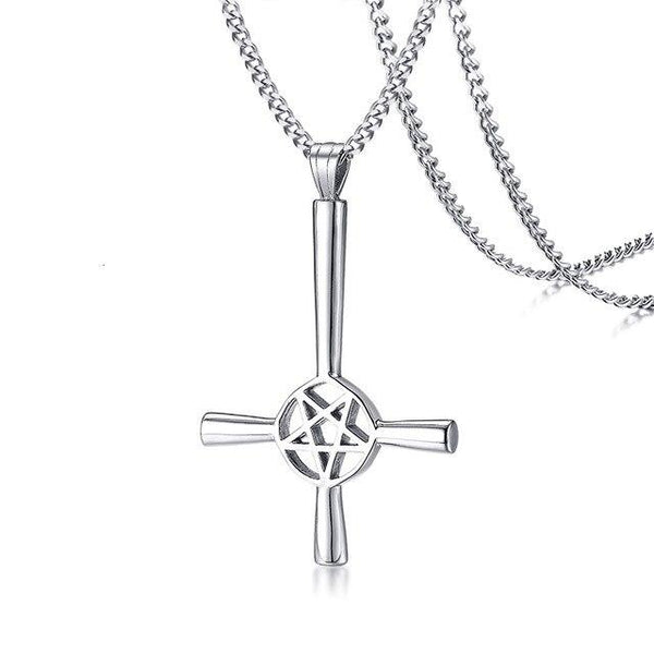 Simple Cross Crucifix Pendant for Men Women Upside Down Cross,Satanic  Jewelry,Gothic,Occult,Devil,18K Gold Plated Stainless Steel Pendant & Chain  Necklace Christian Jewelry U7 | Wish