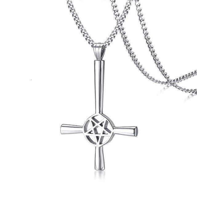Buy PJ Stainless Steel Upside Down St.Peter's Cross Necklace Inverted Cross  Pendant at