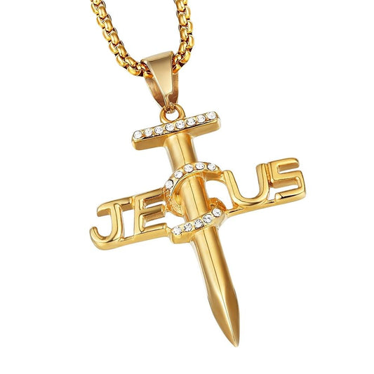Hip Hop Jesus Cross Nail Pendant Necklace-Necklaces-Innovato Design-24-Innovato Design