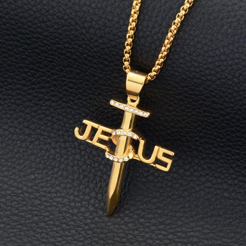 Hip Hop Jesus Cross Nail Pendant Necklace-Necklaces-Innovato Design-24-Innovato Design