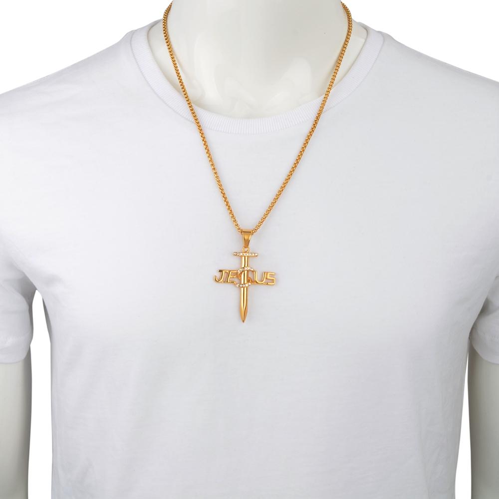 Hip Hop Jesus Cross Nail Pendant Necklace-Necklaces-Innovato Design-24-Innovato Design