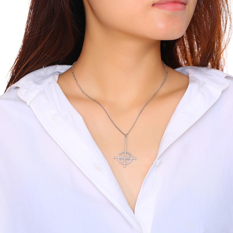 Upside Down Silver Plated Crucifix Cross Pendant-Necklaces-Innovato Design-Innovato Design