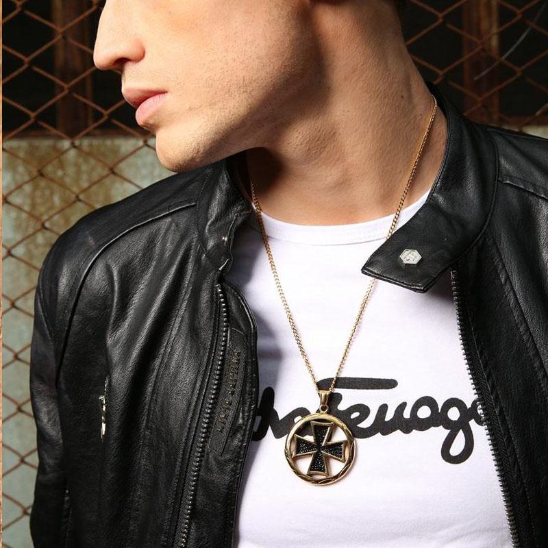 Stainless Steel Maltese Cross Pendant Necklace with Circular Border-Necklaces-Innovato Design-Silver-Innovato Design