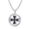 Stainless Steel Maltese Cross Pendant Necklace with Circular Border - InnovatoDesign