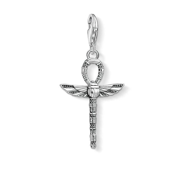 925 Sterling Silver Ankh Cross with Scarab Charms Pendant-Necklaces-Innovato Design-Innovato Design