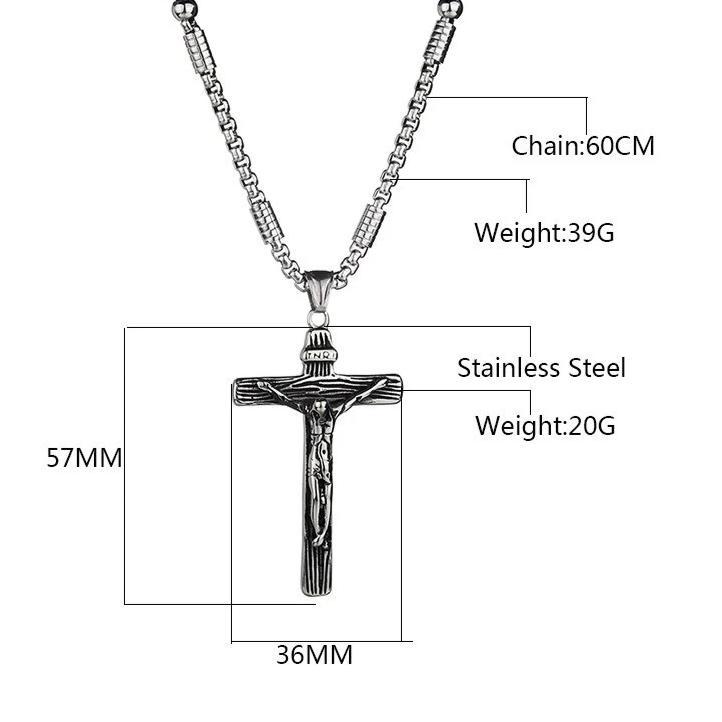 Silver Jesus Christ Crucifix Pendant with Bead Necklace-Necklaces-Innovato Design-Innovato Design
