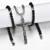 Silver Jesus Christ Crucifix Pendant with Bead Necklace - InnovatoDesign