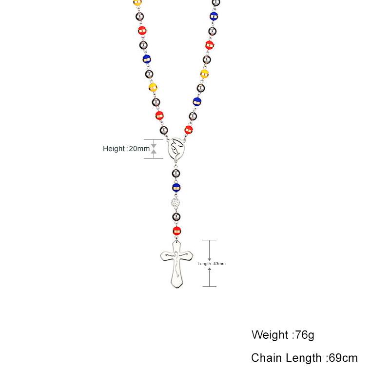 Stainless Steel and Multicolor Rosary Bead Necklace-Necklaces-Innovato Design-Innovato Design