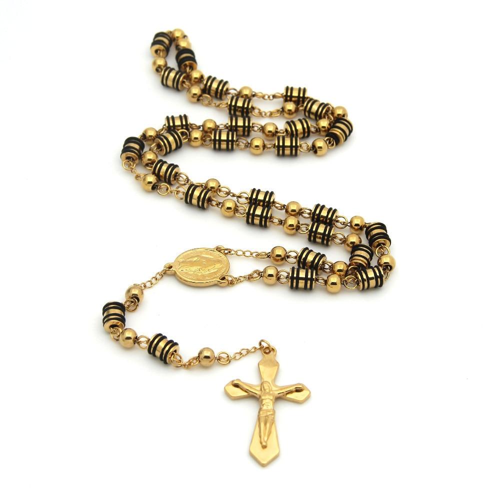Metallic Gold Rosary with Chain-Linked Beads-Necklaces-Innovato Design-Innovato Design