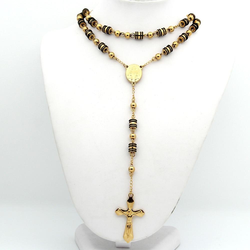 Metallic Gold Rosary with Chain-Linked Beads-Necklaces-Innovato Design-Innovato Design