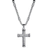 Ridged Stainless Steel Cross Pendant with Black Beaded Necklace - InnovatoDesign