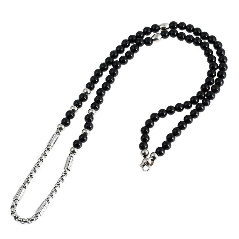 Twisted Steel Cross Pendant with Black Beaded Necklace-Necklaces-Innovato Design-Innovato Design