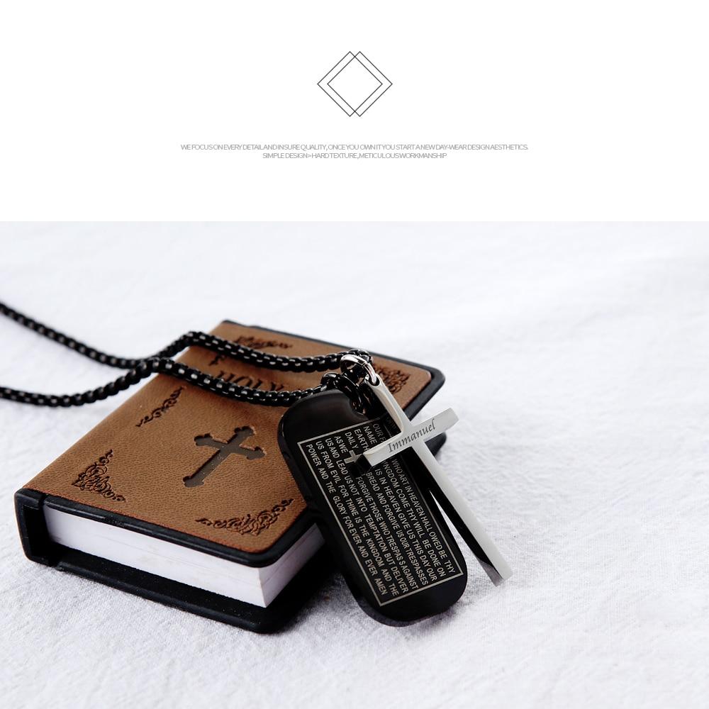 Lord's Prayer Silver Dual Pendant Cross and Dog Tag Necklace-Necklaces-Innovato Design-Silver-Innovato Design