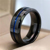 His & Hers Blue Inlay Black and Blue Cubic Zirconia Stainless Steel Wedding Bands-Couple Rings-Innovato Design-6-5-Innovato Design