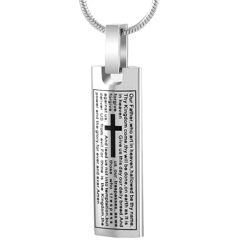 Plate with Cross and Prayer Memorial Pendant Necklace-Necklaces-Innovato Design-Innovato Design