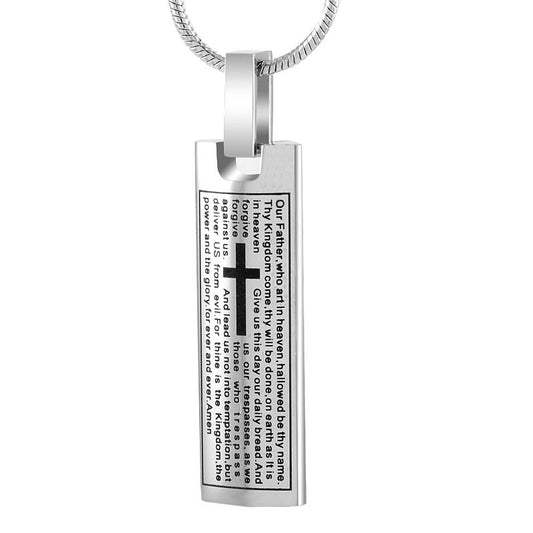 Plate with Cross and Prayer Memorial Pendant Necklace-Necklaces-Innovato Design-Innovato Design