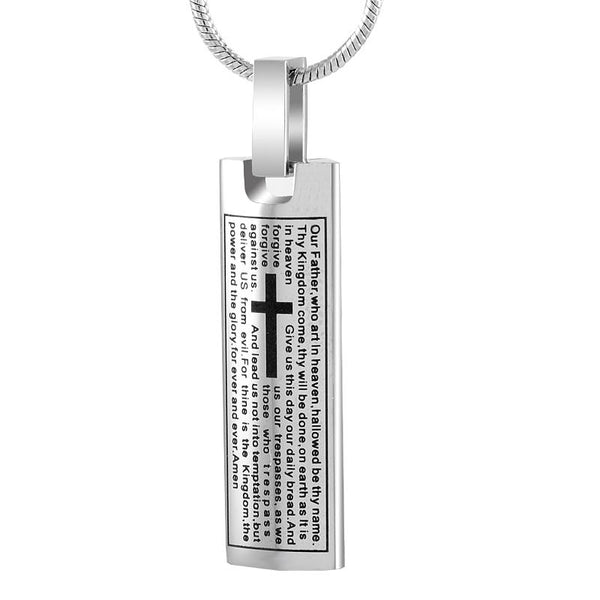 Plate with Cross and Prayer Memorial Pendant Necklace - InnovatoDesign