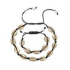 Rope Puka Shell Bracelet and Choker Set with Pearl End-Necklaces-Innovato Design-Gold Black-Innovato Design