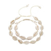 Rope Puka Shell Bracelet and Choker Set with Pearl End-Necklaces-Innovato Design-White White-Innovato Design
