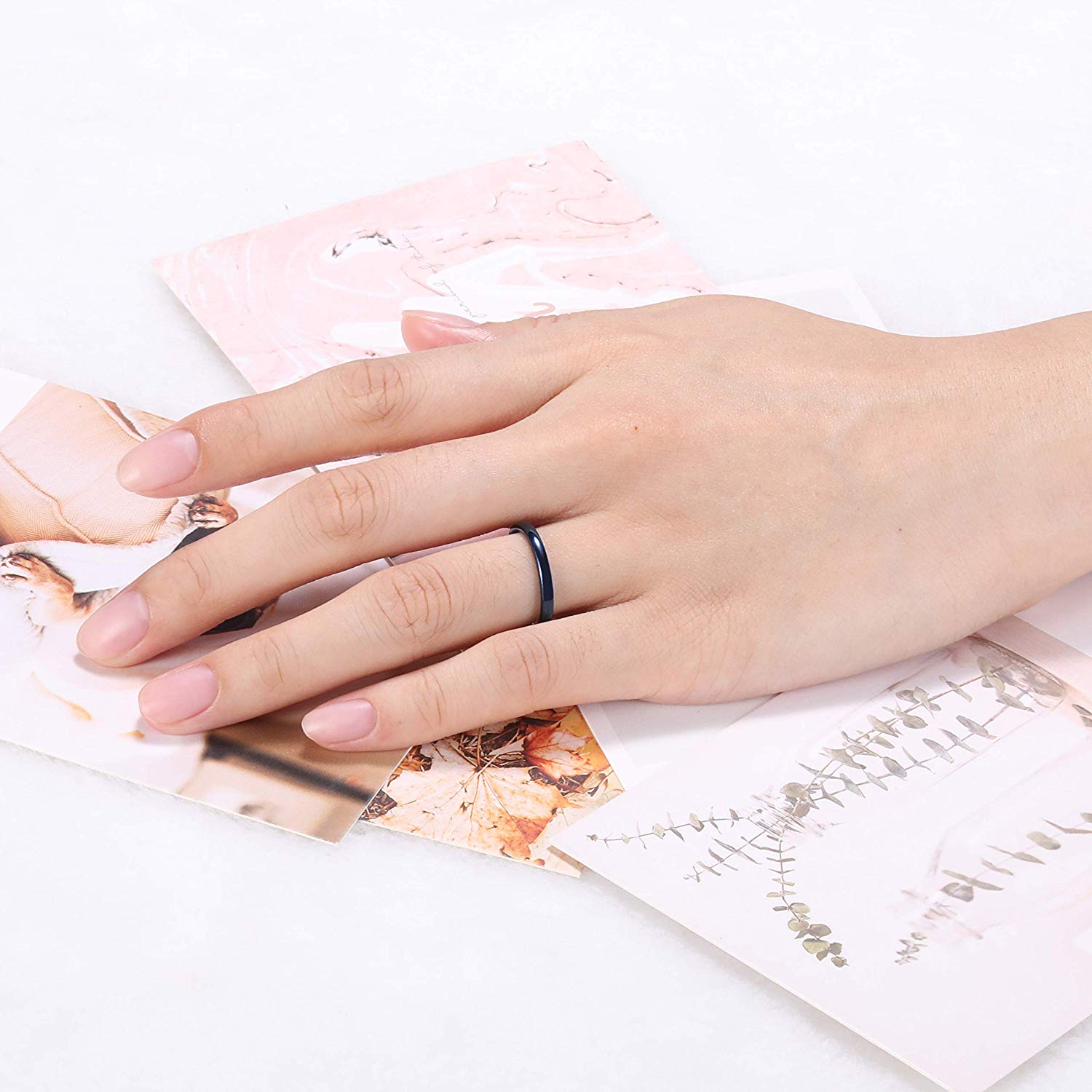 2mm Polished, Domed, and Slim Titanium Fashion Wedding Band-Rings-Innovato Design-Blue-4-Innovato Design