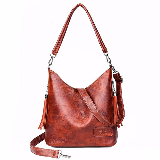 Vintage Luxury Designer Casual Leather Top-Handle Tote Bag, Shoulder Bag and Handbag-Handbags-Innovato Design-Brown-Innovato Design