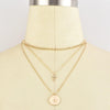 North Star and Cross on 3-Layer Golden Necklace - InnovatoDesign