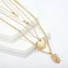 Multi-layer Gold Chain Necklace with Cross, Rose, Heart, and Jesus Pendant - InnovatoDesign